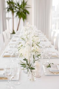 White Minimalist Wedding Tablescape Setup