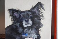 small black dog painting