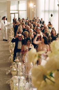 Sophisticated film photography capturing fashion forward wedding moments during Rebecca & Kevin's luxury destination celebration at Miami Beach Edition hotel