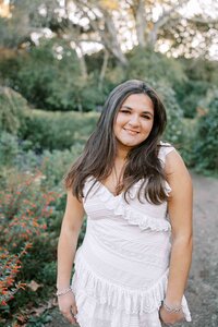 Brunette Menlo Atherton High School senior during her senior portrait session at Filoli