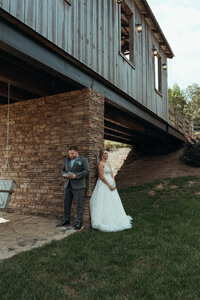 Couple holding hands during private first touch before Mason Farms wedding ceremony by Crimson Conure Photography based in denver Colorado and Kennesaw Georgia