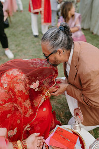 Wedding ceremony at Henley's Orchard. Florals by Flowergirl Cville and photography by Navodita KC Photography.