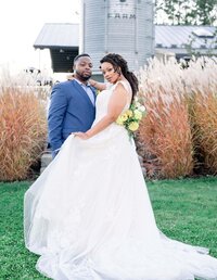 black couple farm wedding
