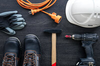working-tools-things-worker-builder-electrician-top-view