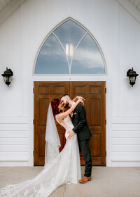 Couple getting married at the Chapel at the Abernethy Center in Oregon City.