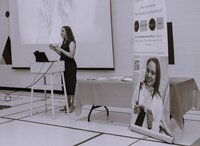 Jill Wright presenting leadership and sustainable productivity strategies during a professional workshop.