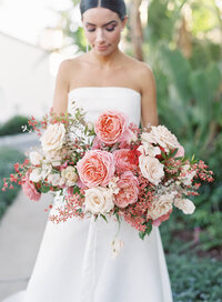 Flower Bouquet for a Wedding at the Montecito Club in Santa Barbara, Photographs by Pinnel Photography.