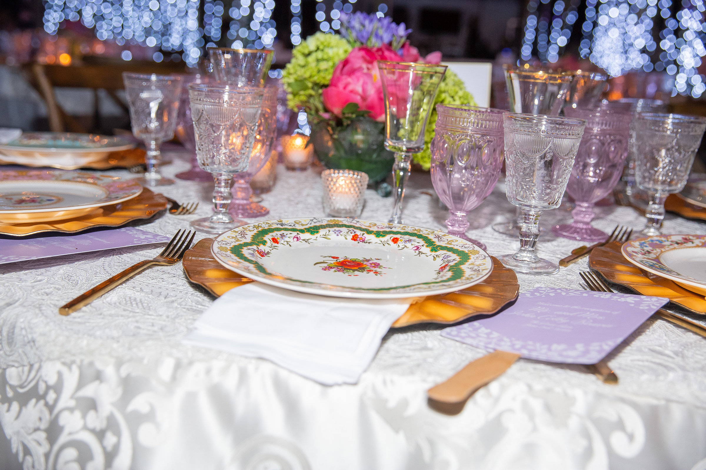 Reception details at outdoor reception in Gulfport, MS
