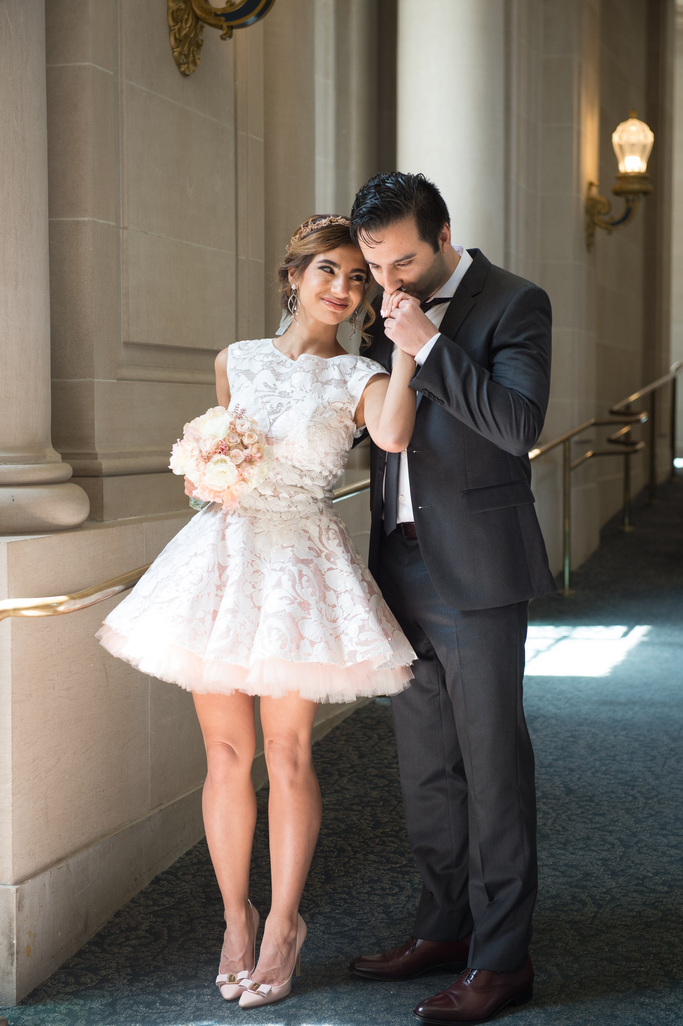 bride-groom-city-hall-kiss-intimate-ballerina-