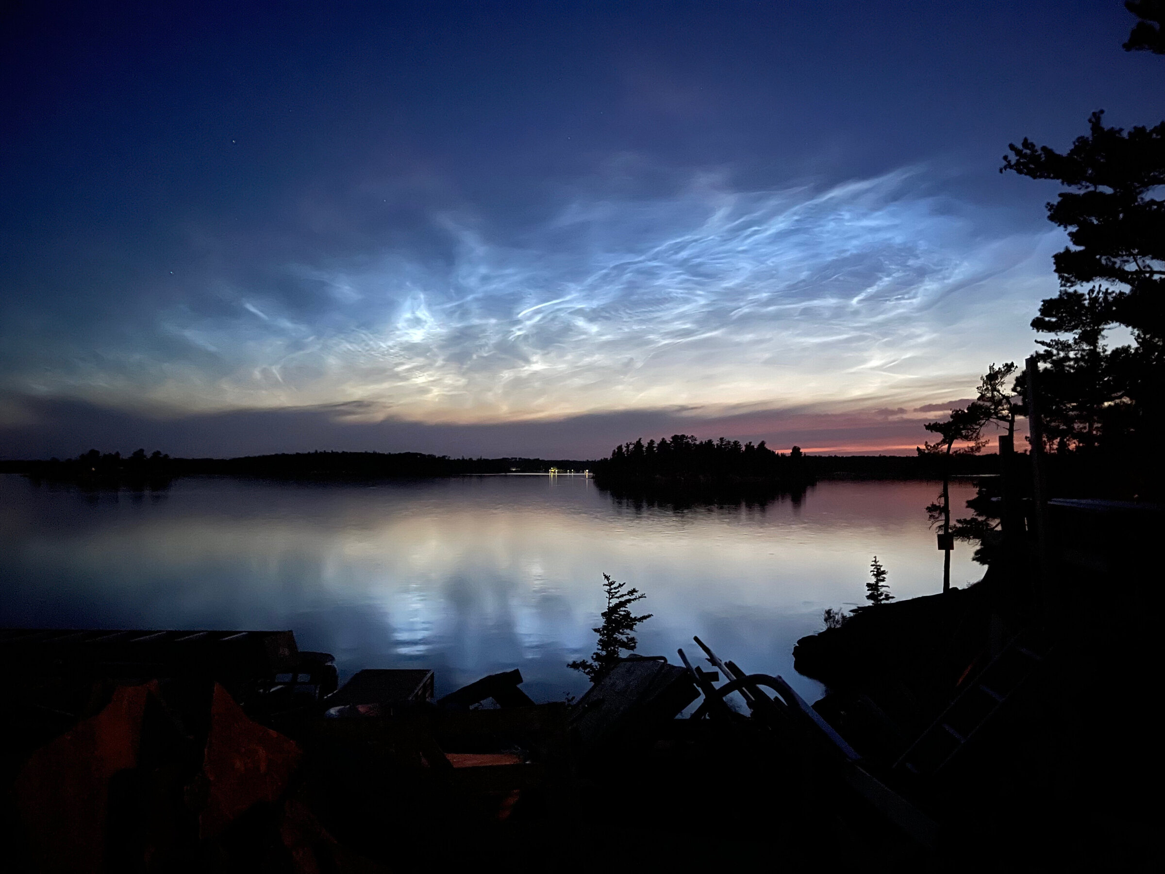 Northern Ontario sunset with clouds at dusk
