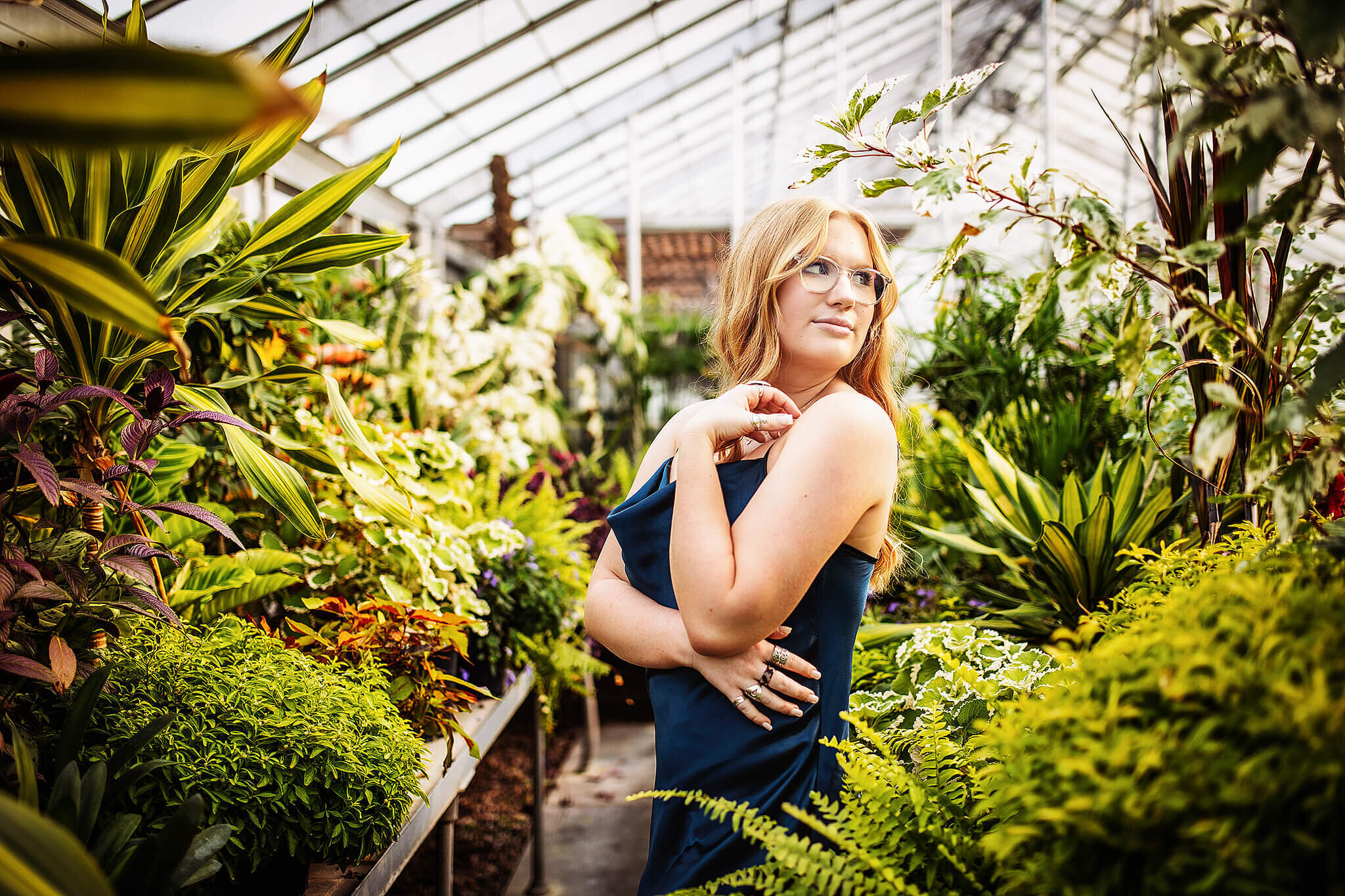 High school senior in greenhouse at Kindwood center in mansfield ohio
