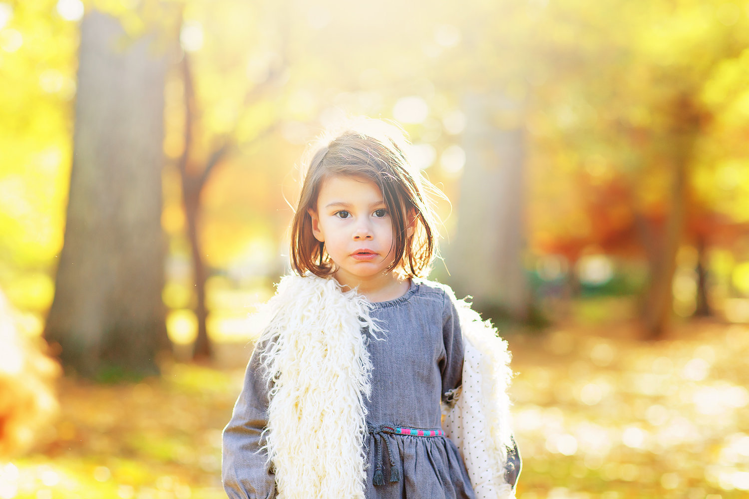 girl in autumn woodland