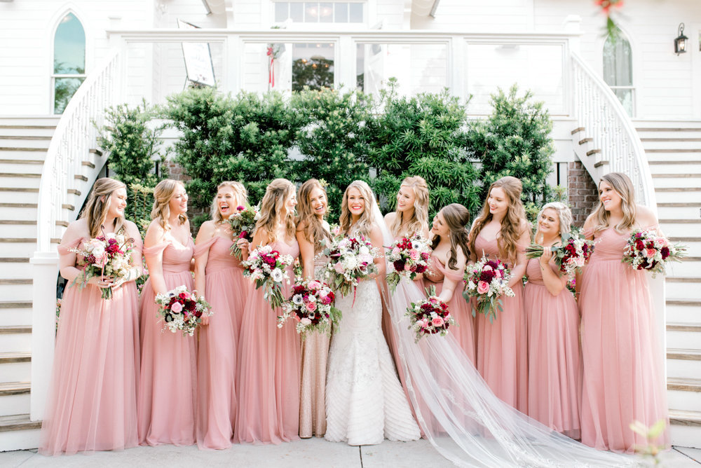 Tybee Wedding Chapel Pink bridesmaid dresses