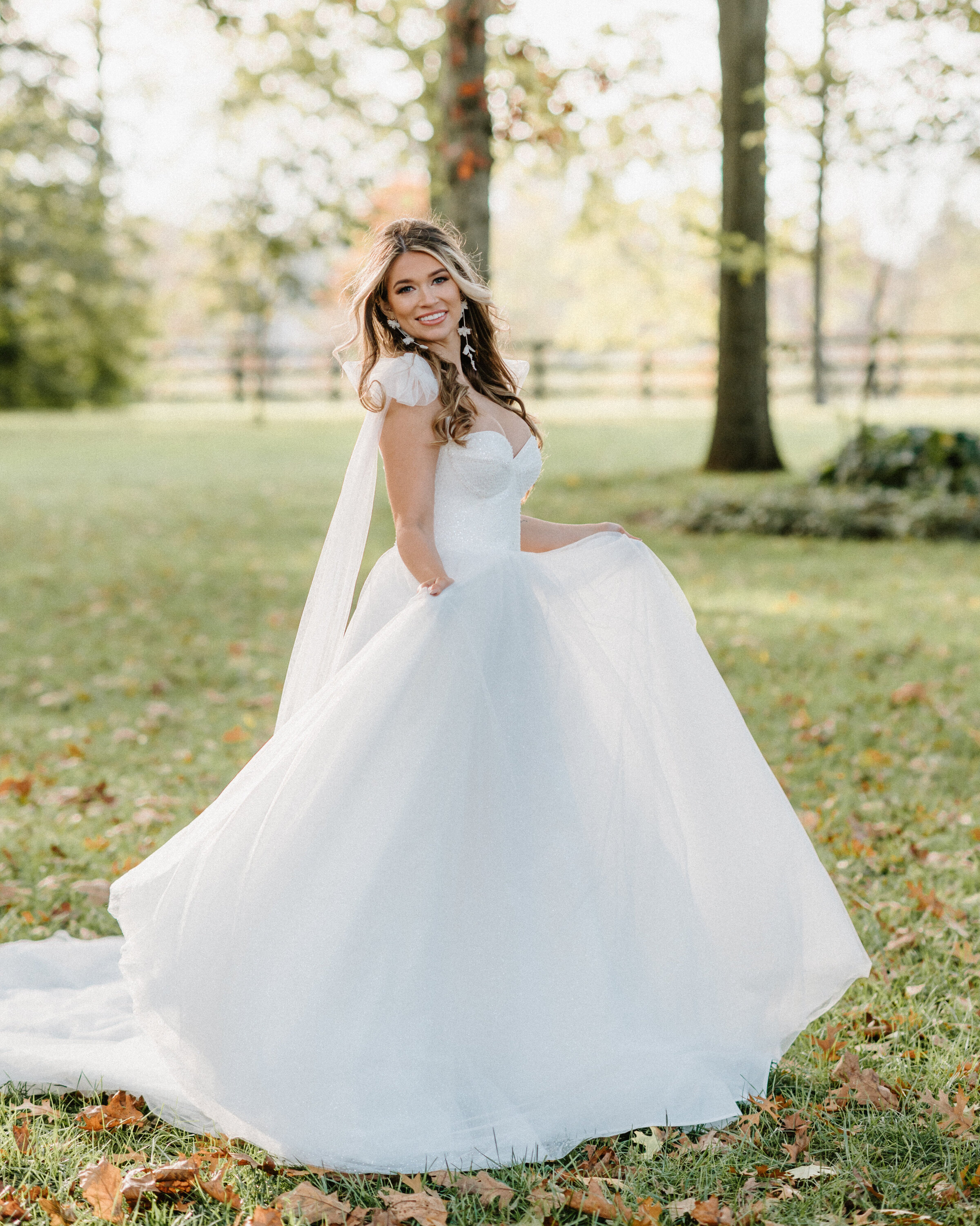Bride twirling in gown