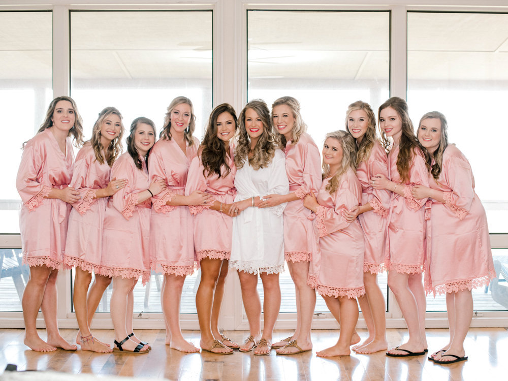 Bridesmaid robes pink Tybee Island