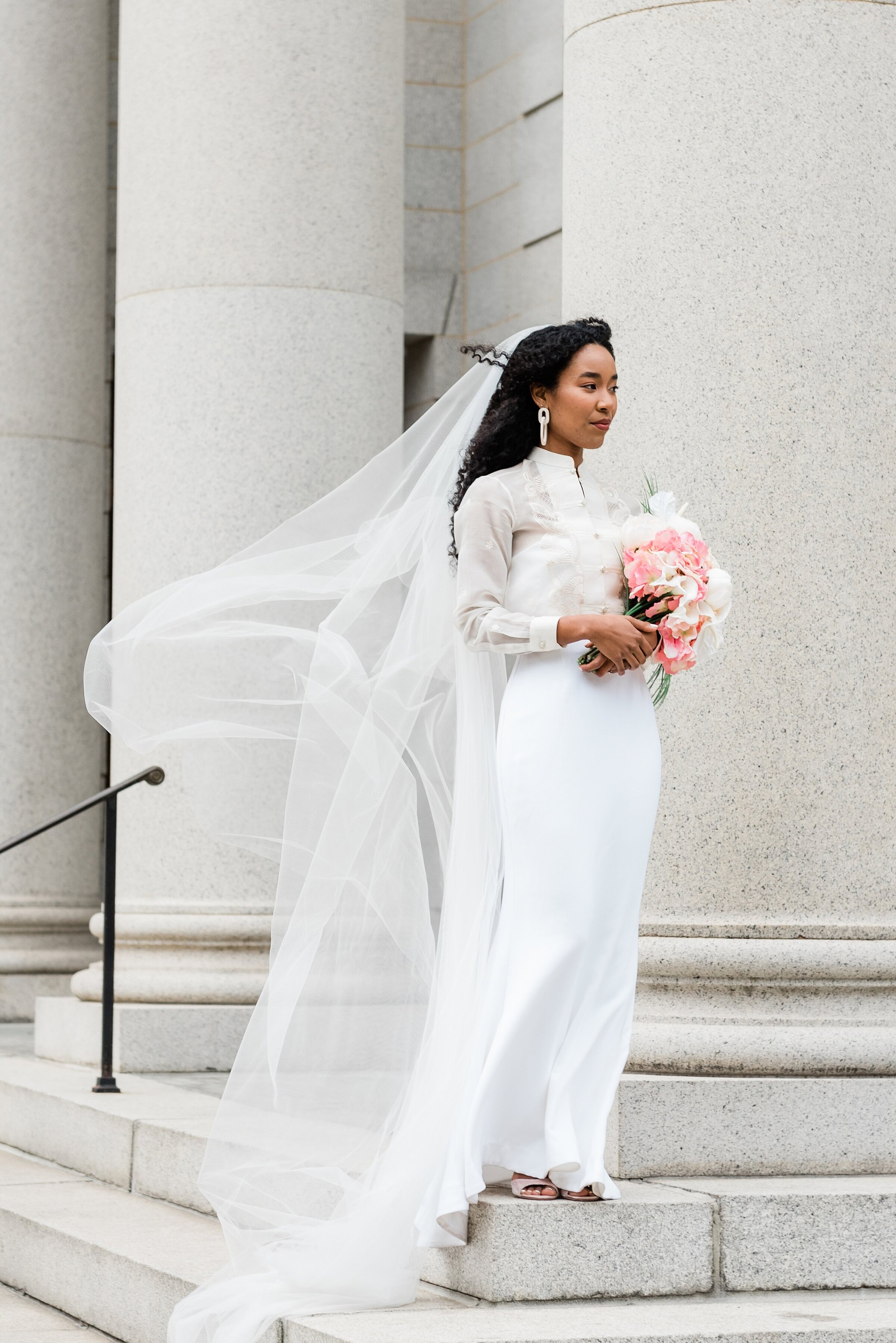 dramatic bridal veil photo