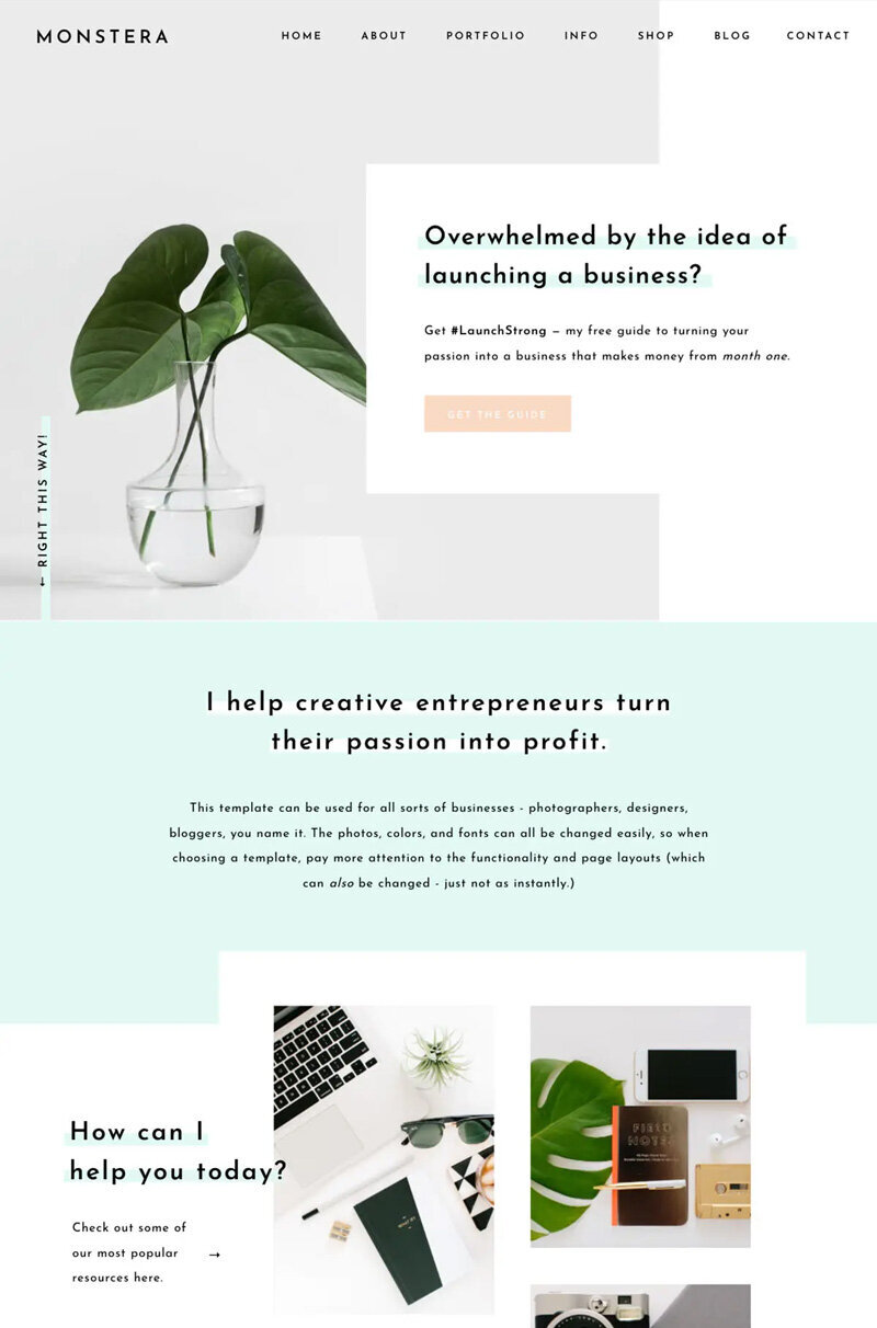 Free Showit Template Monstera