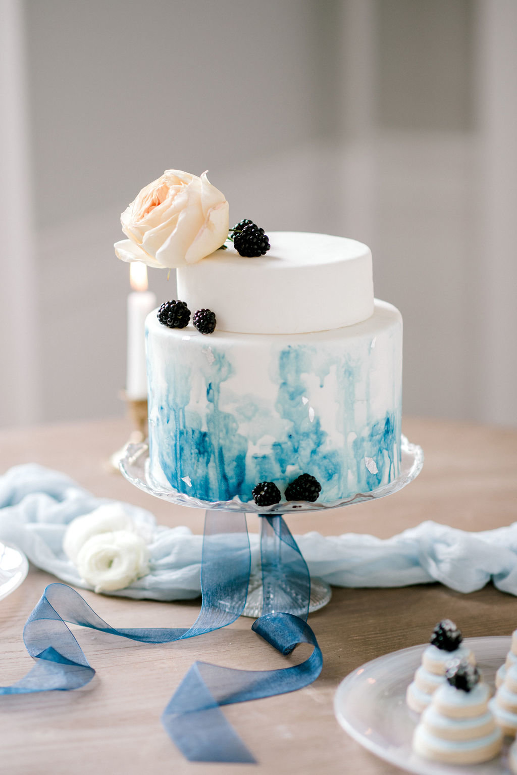 Water Color Wedding Cake Blue Ships of the Sea