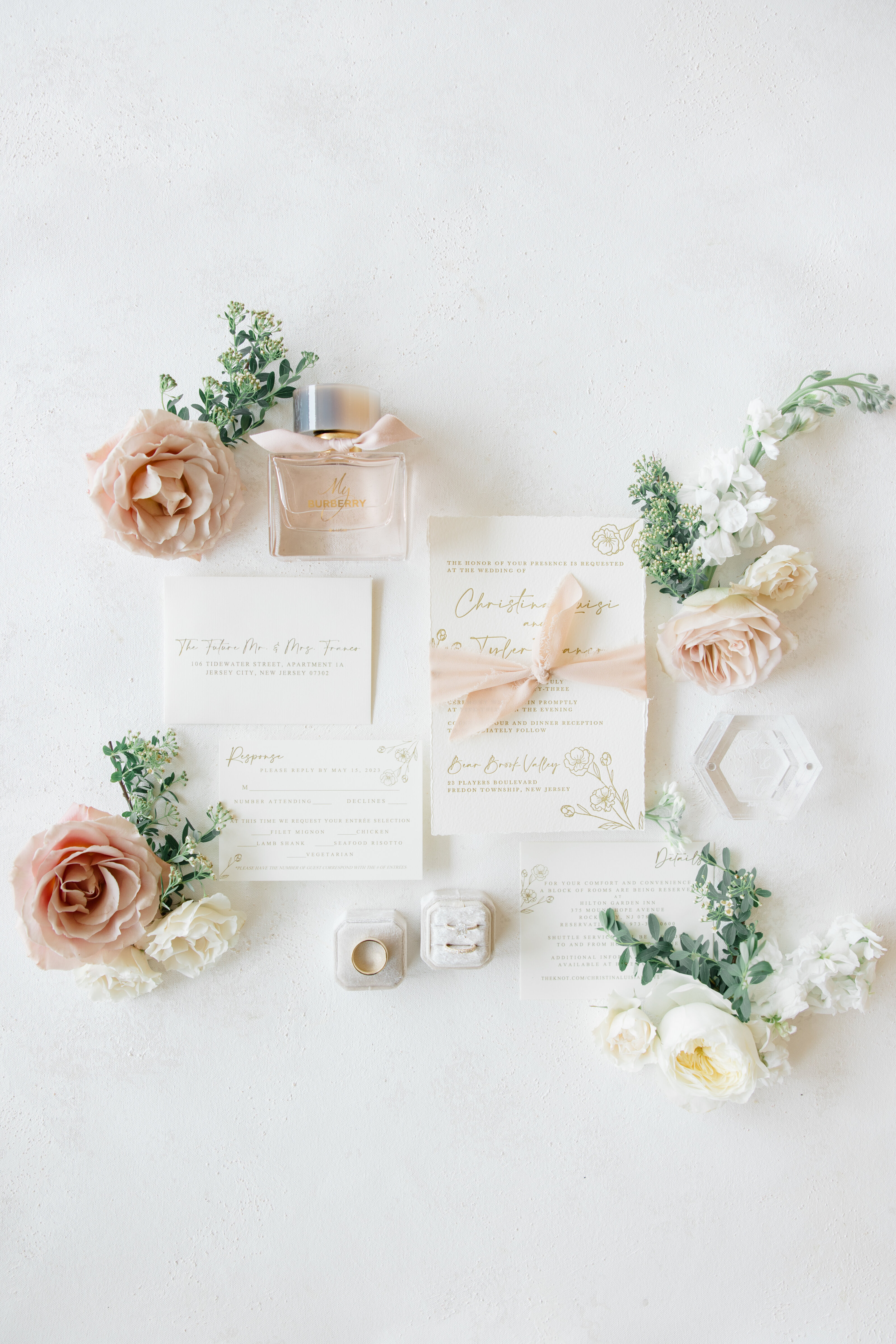 wedding invitation suite with flowers
