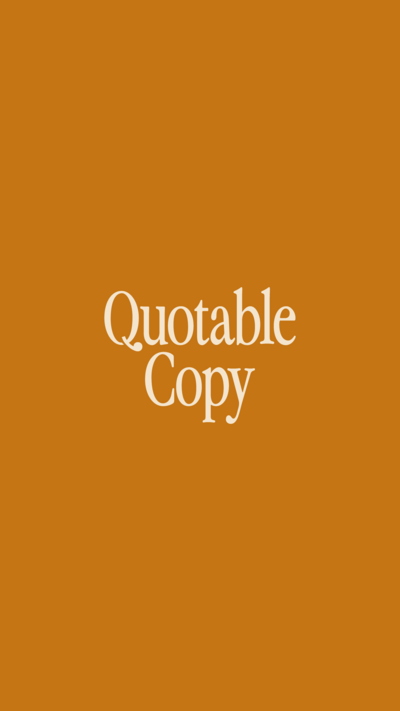 Quotable Copy logo on a rust background