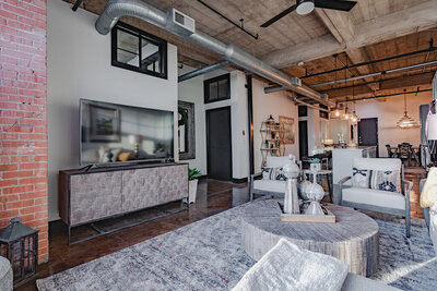 Modern, luxurious 3-bedroom, 2-bathroom vacation rental condo in historic Behrens building in downtown Waco, TX