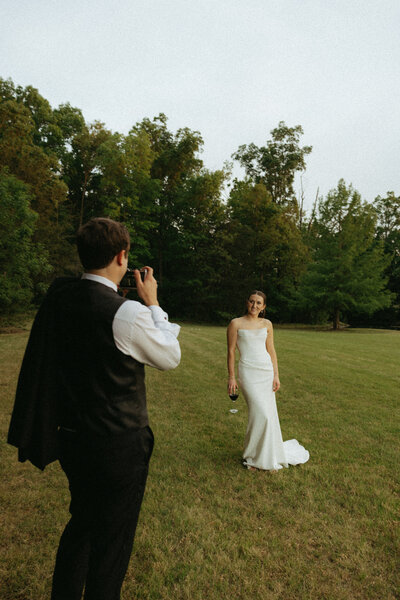 Couple kissing on their wedding day