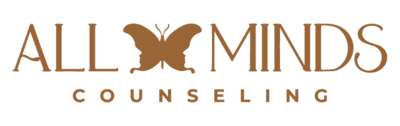 Butterfly logo with 2 face silhouettes forming wings