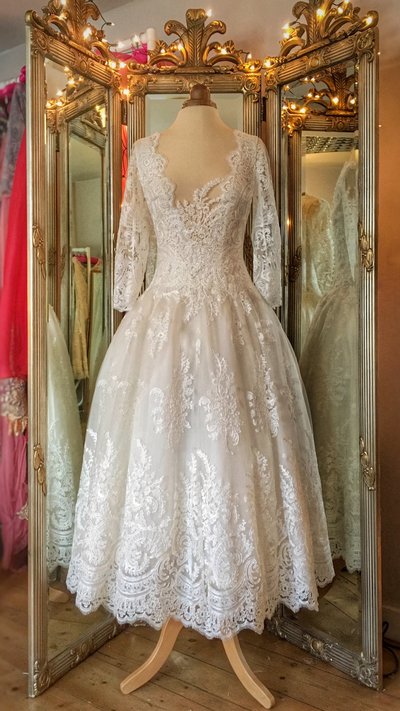 Aurelia_lace_ballerina_length_wedding_dress_JoanneFlemingDesign