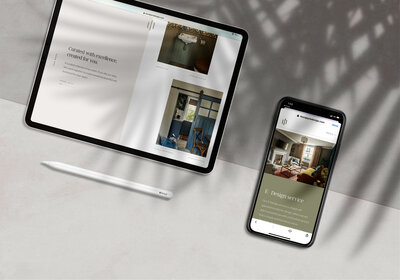 Ipad and Phone mockup of website for Laura Jayne Design Interior Designer
