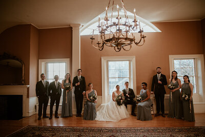 Bride and Groom with bridal party, Salem Wedding