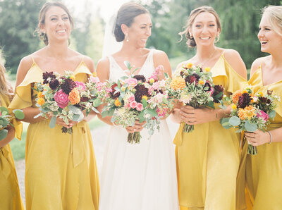 Bride and bridesmaid joy at the Crossed Keys Estate captured by NJ Wedding Photographer | Michelle Behre Photography