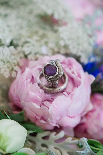 peonies and custom ring wedding photography north shore