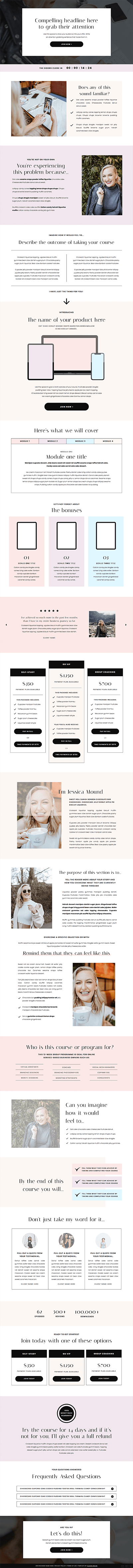 Liquorice Showit sales page template for coaches, creatives and photographers