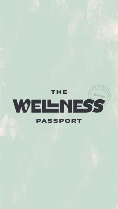 The Wellness Passport logo on mint green textured background