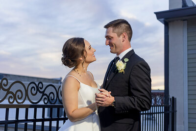 Rooftop Terrace Bride And Groom Photo At Kansas Wedding Venue