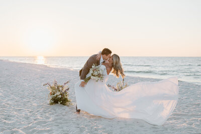 Elopement portraits on the beach in Pensacola, Florida