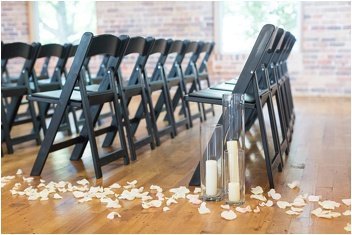 ceremony chairs set up for wedding in downtown greenville huguenot loft