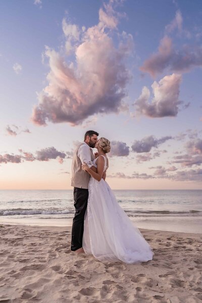 Lisa Watson Photography_Mandurah and Perth Wedding Photographer couples portraits on the beach at sunset