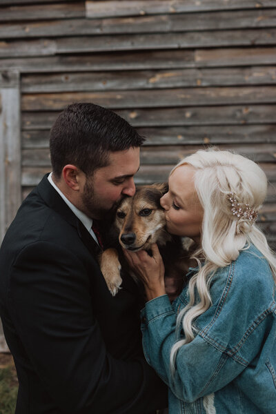 Kansas City Wedding Photographer, bride and groom with their dog
