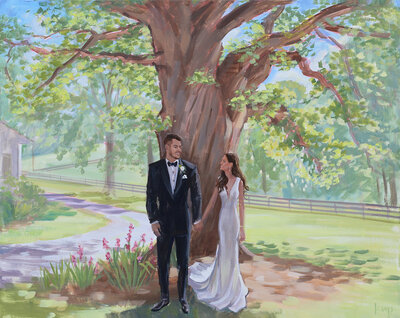 Live Wedding Paintings by Ben Keys | Jane and Eli, Beaverdam VA, Patrick Henry Tree, web