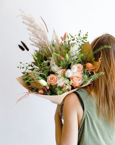 Leigh Florist Design Studio Audubon NJ Spring Boho Wrapped Bouquets
