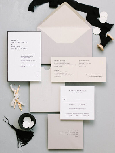 Grey, white and beige stationery suite