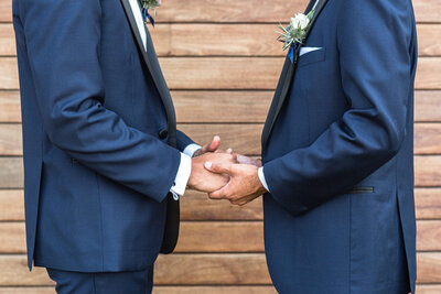groom and groom holding hands