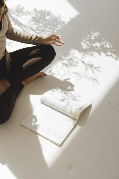 Yoga pose with journal
