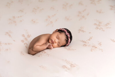 newborn photography with blush theme