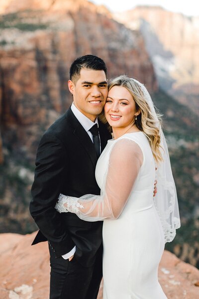 Wedding Couple posed in Zion National Park