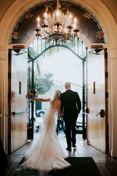 Bride and groom exit their wedding ceremony