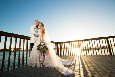 Romantic wedding photo at Paradise Point in San Diego