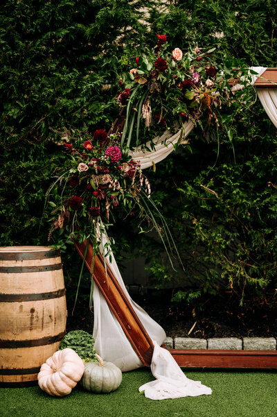Leigh Florist Design Studio Audubon NJ Fall decorated outside wedding ceremony