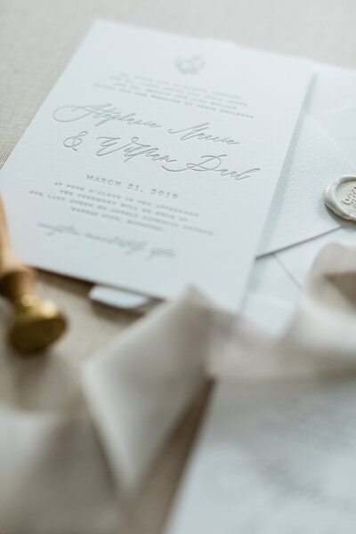 Classic white wedding invitations